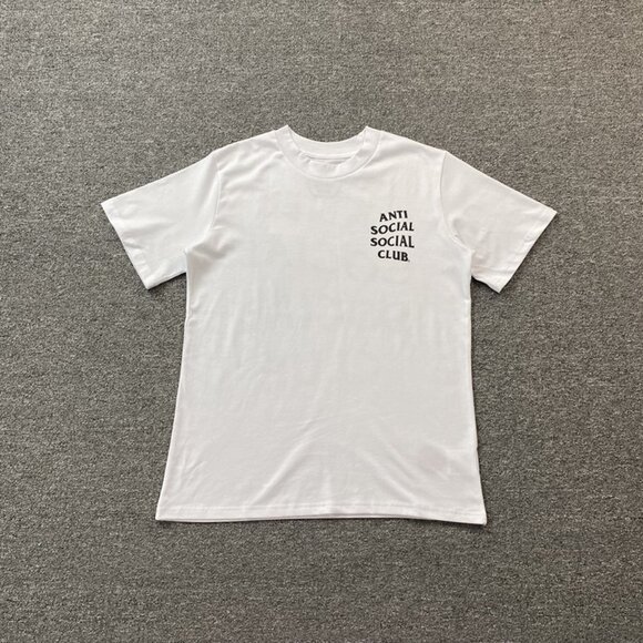 Anti Social Social Club Simple White T Shirt With Black And White Letters